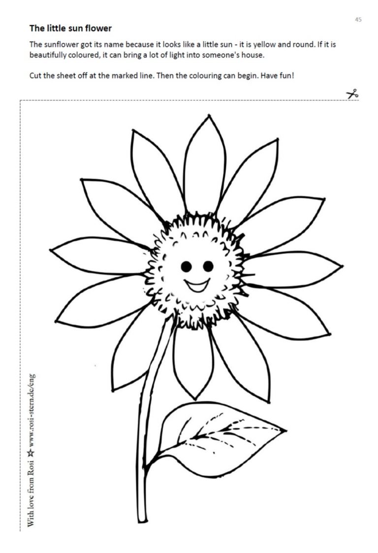 colouring page - I am creative for you: 3 years - sunflower