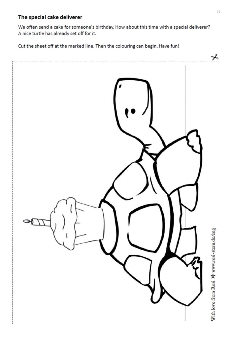 colouring page - I am creative for you: 3 years - tortoise