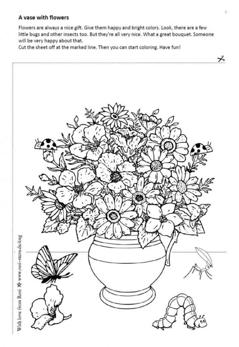 colouring page - I am creative for you: 6 years - flowers