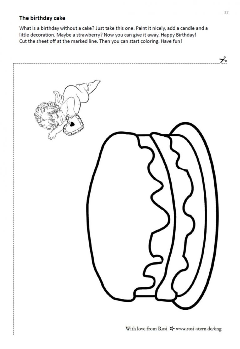 colouring page - I am creative for you: 6 years - cake