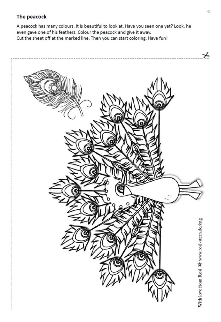 colouring page - I am creative for you: 6 years - peacock