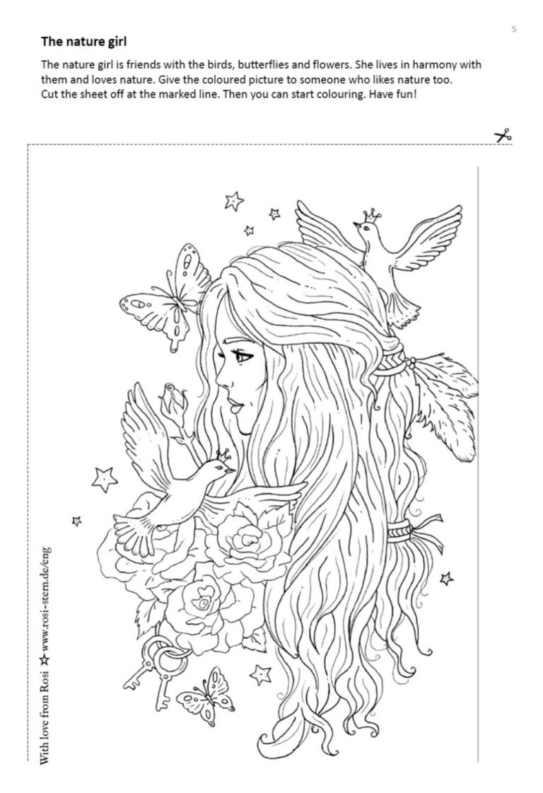 colouring page - I am creative for you: 9 years - nature girl