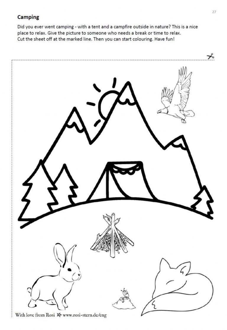 colouring page - I am creative for you: 9 years - camping