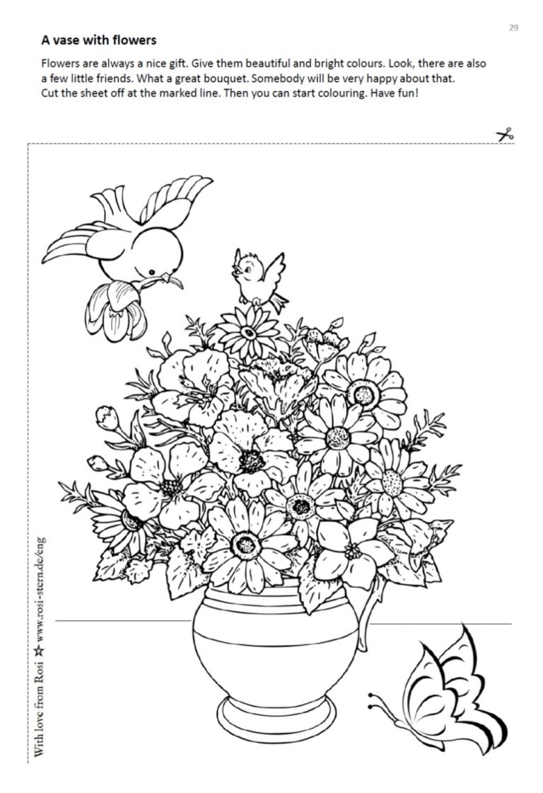 colouring page - I am creative for you: 9 years - flowers