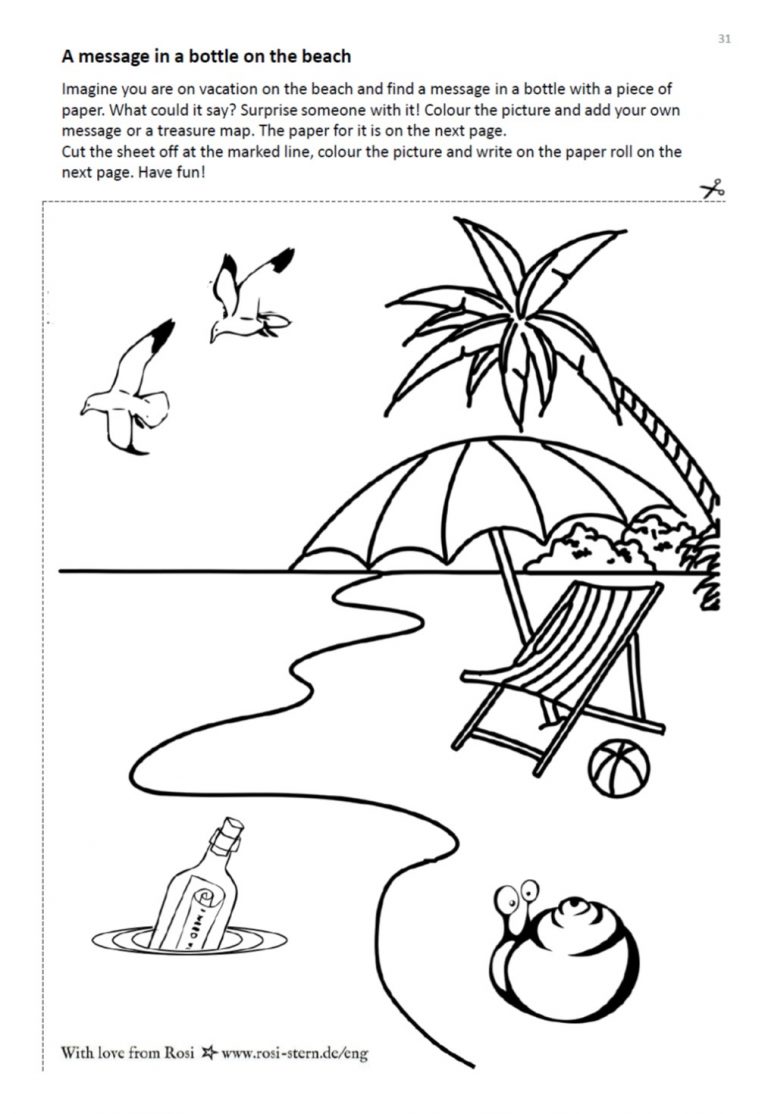 colouring page - I am creative for you: 9 years - beach