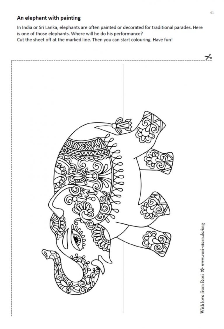 colouring page - I am creative for you: 9 years - elephant