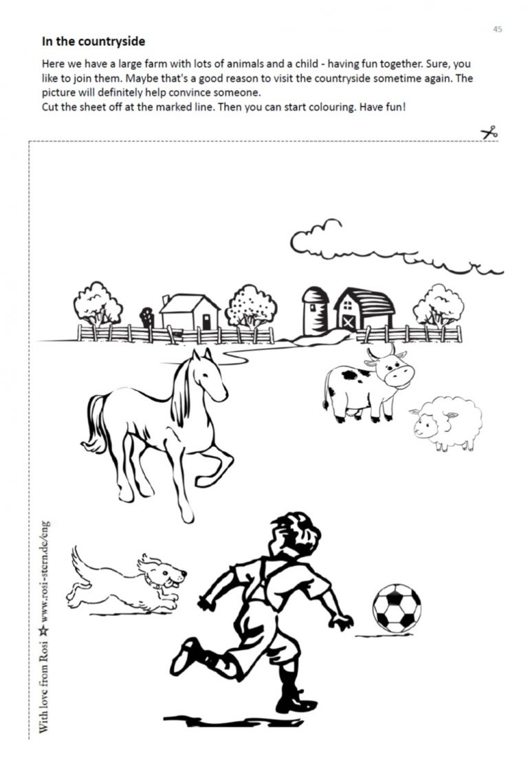 colouring page - I am creative for you: 9 years - countryside