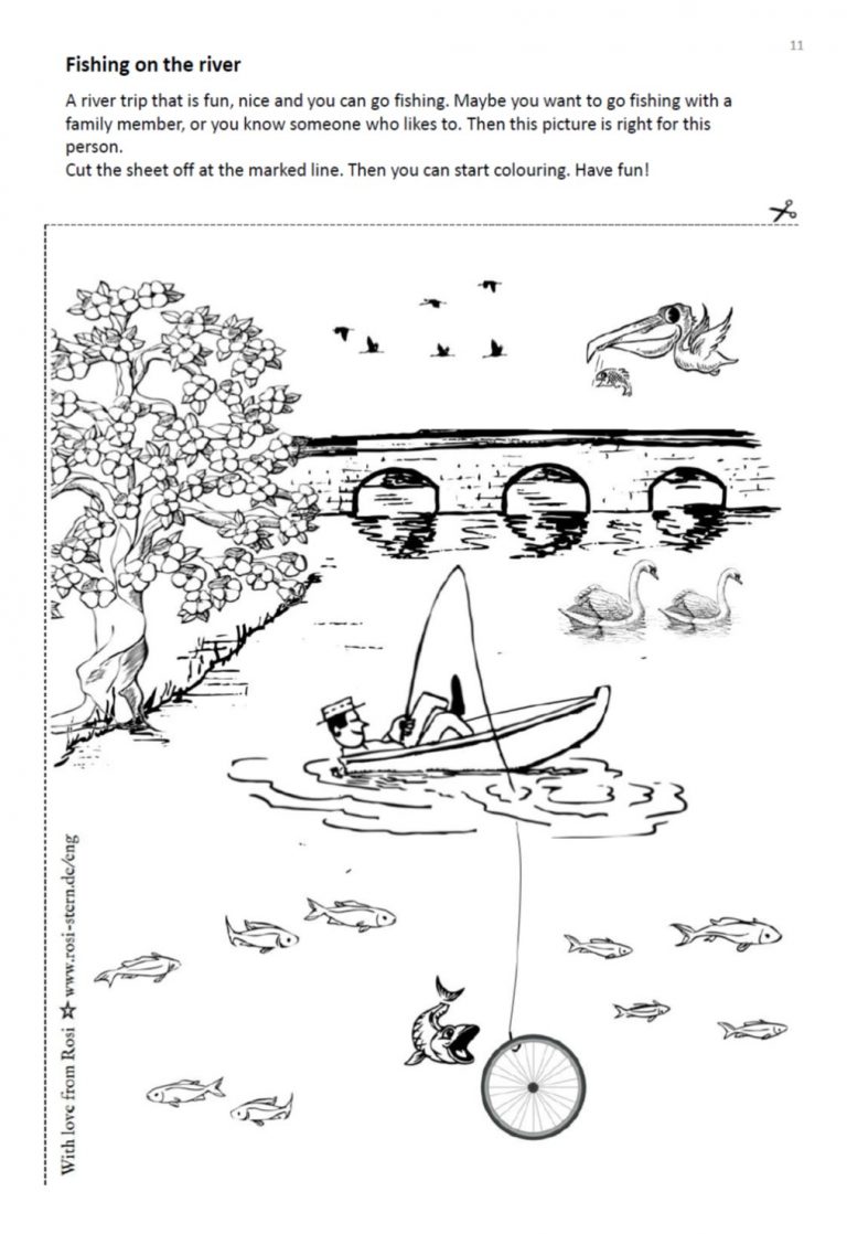 colouring page - I am creative for you: 9 years - fishing