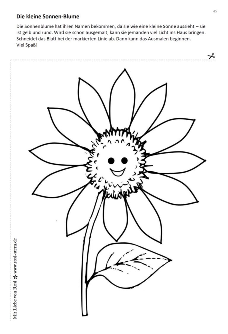 Heft 1 - Ich bin kreativ für dich: ab 3 Jahren - Ausmalbild Sonnenblume