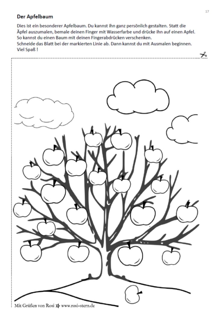 Heft 1 - Ich bin kreativ für dich: ab 6 Jahren - Ausmalbild Apfelbaum